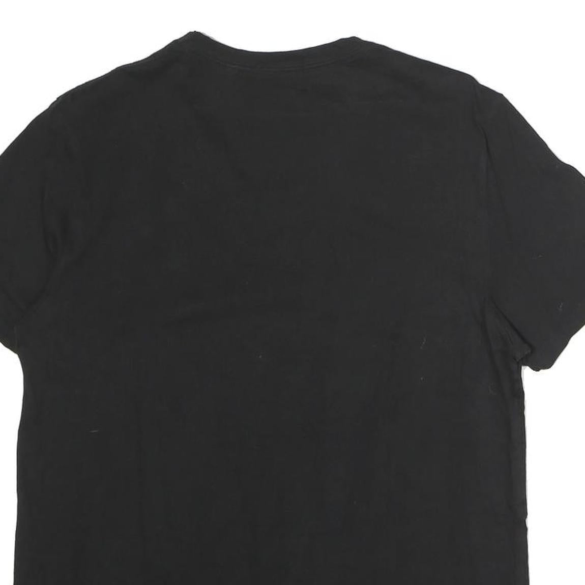 GUESS Mens Black Cotton Logo Graphic T-Shirt M V-Neck Short Sleeve Casual