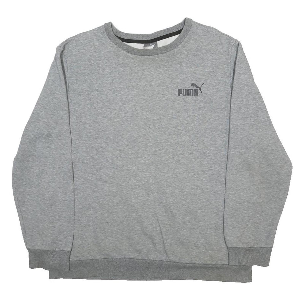 PUMA Mens Grey Cotton Blend Sweatshirt L Crew Neck Casual Sportswear