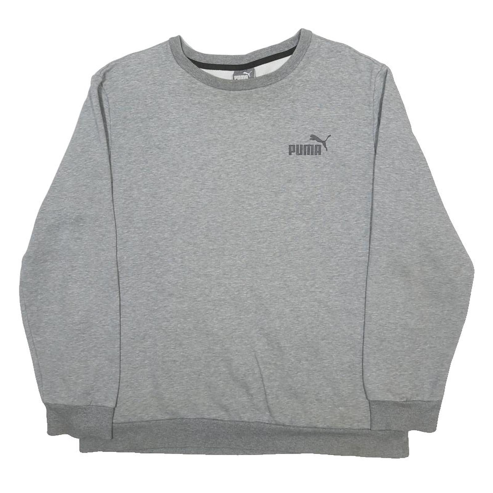 PUMA Mens Grey Cotton Blend Sweatshirt L Crew Neck Casual Sportswear