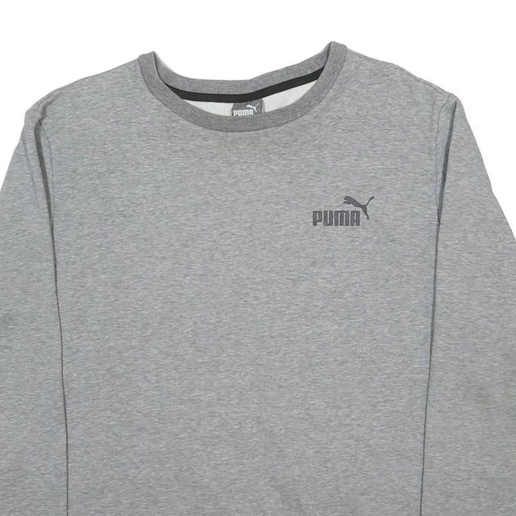 PUMA Mens Grey Cotton Blend Sweatshirt L Crew Neck Casual Sportswear