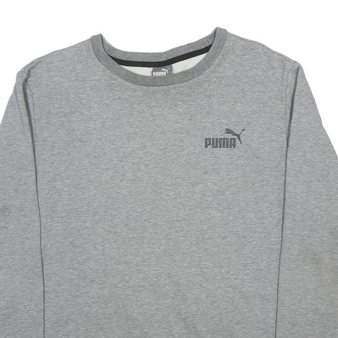 PUMA Mens Grey Cotton Blend Sweatshirt L Crew Neck Casual Sportswear
