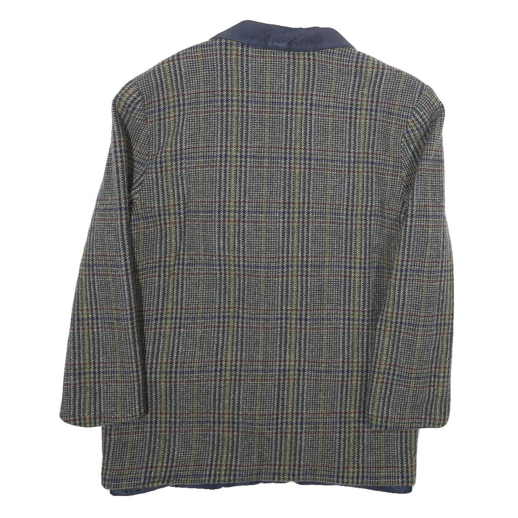 INTERNATIONAL SCENE Womens Blue & Grey Check Button Jacket M Cotton Tailored