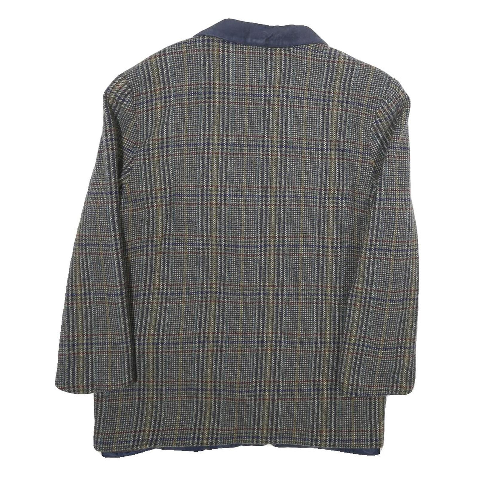 INTERNATIONAL SCENE Womens Blue & Grey Check Button Jacket M Cotton Tailored