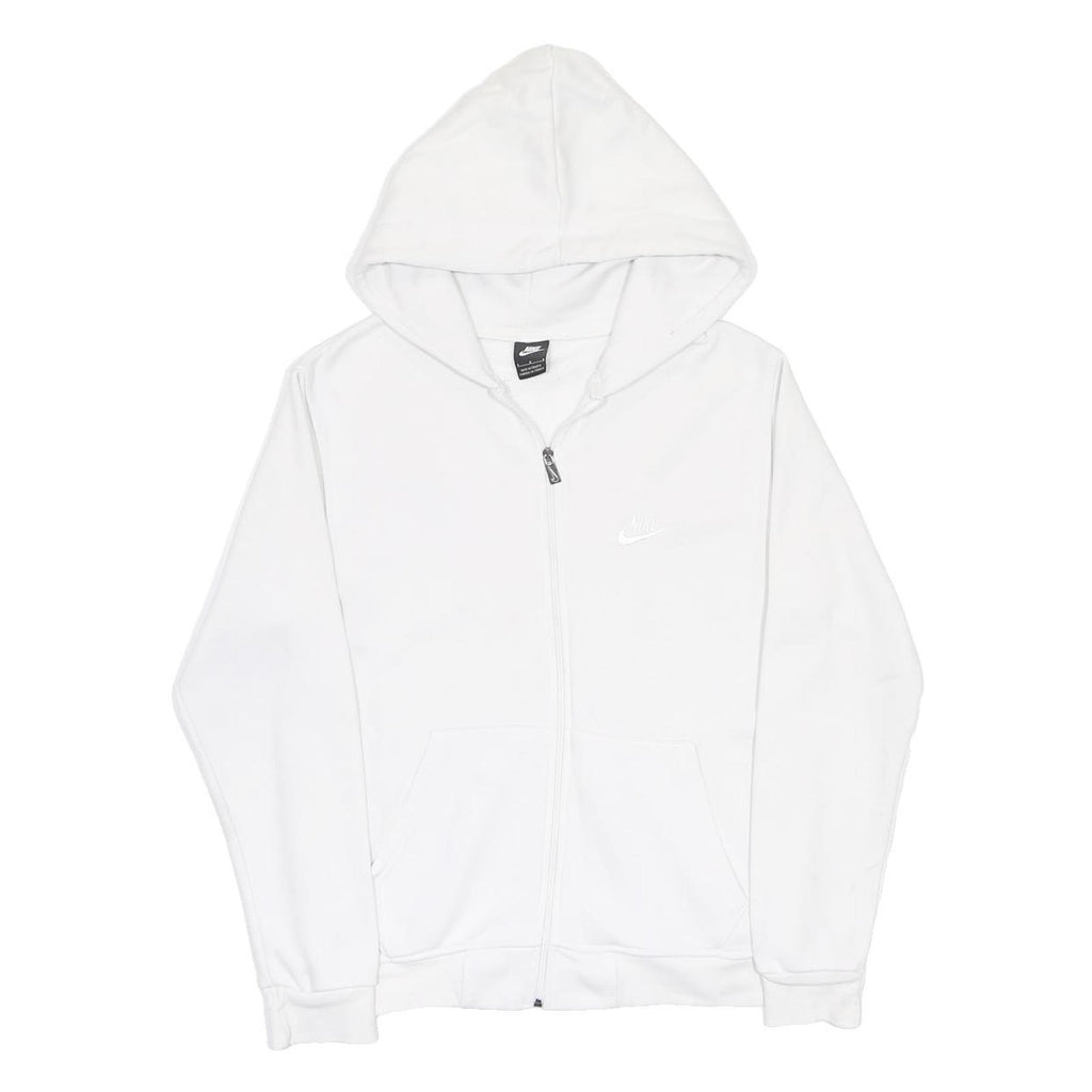 NIKE Mens White Pullover S Cotton Blend Zip Hoodie Lightweight Casual