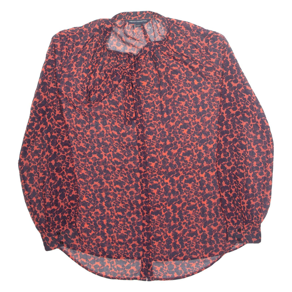 FRENCH CONNECTION Womens Printed Blouse Red Long Sleeve Animal Print M