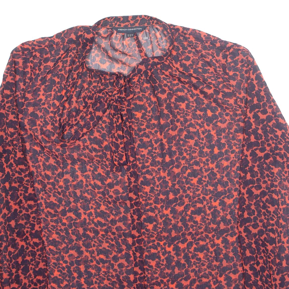 FRENCH CONNECTION Womens Printed Blouse Red Long Sleeve Animal Print M
