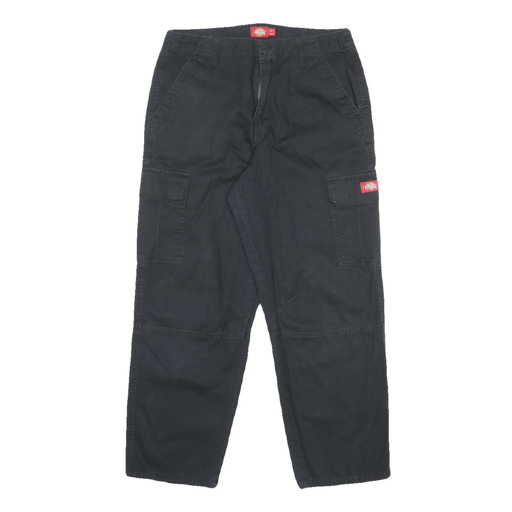 DICKIES Womens Cotton Black Relaxed Cargo Trousers W28 L26 Workwear Zip