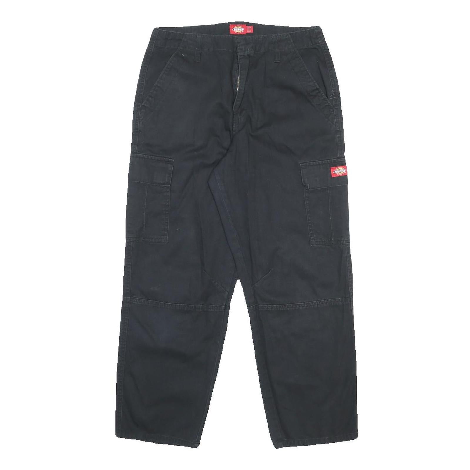 DICKIES Womens Cotton Black Relaxed Cargo Trousers W28 L26 Workwear Zip