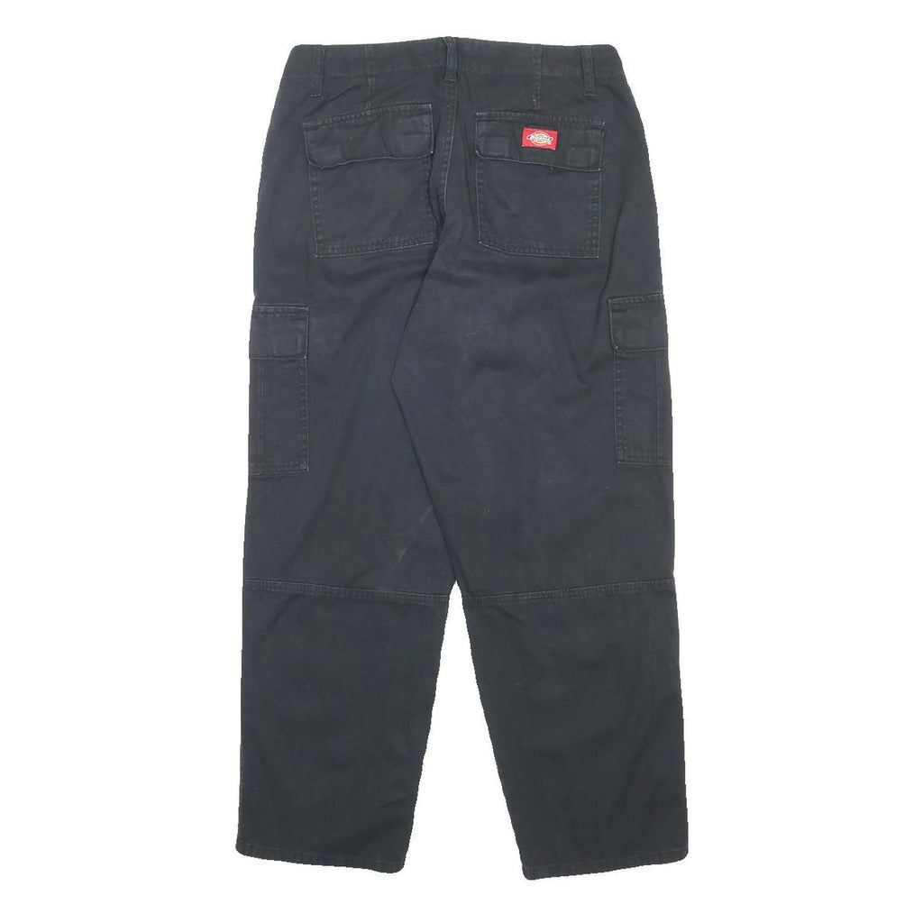DICKIES Womens Cotton Black Relaxed Cargo Trousers W28 L26 Workwear Zip
