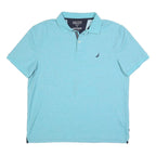 NAUTICA Mens Blue Short Sleeve Plain XL Cotton Blend Polo Shirt Classic Fit