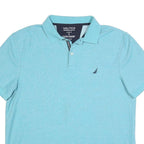 NAUTICA Mens Blue Short Sleeve Plain XL Cotton Blend Polo Shirt Classic Fit