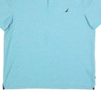 NAUTICA Mens Blue Short Sleeve Plain XL Cotton Blend Polo Shirt Classic Fit