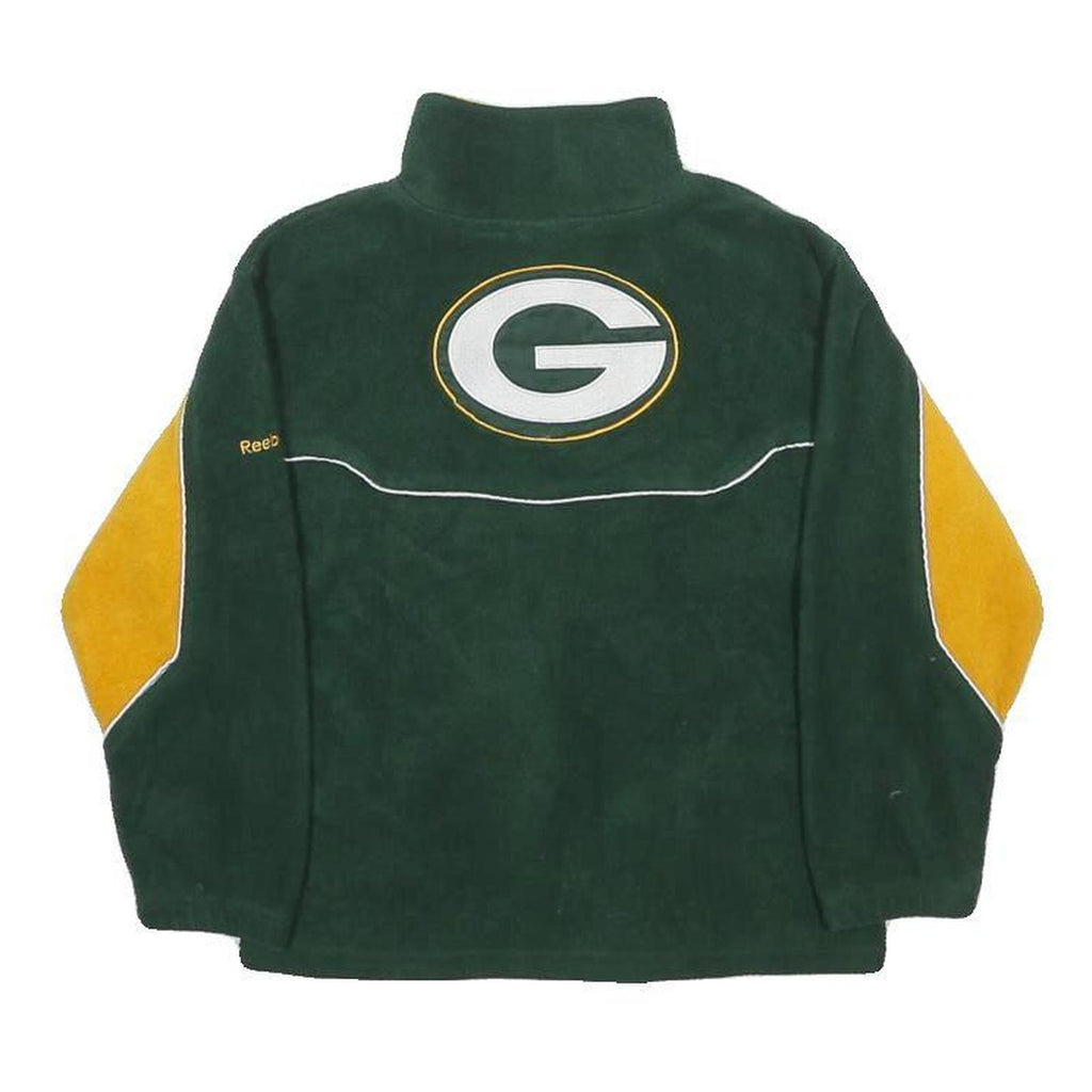 REEBOK Boys Green & Yellow Packers Plain Pullover Jumper Crew Neck Polyester