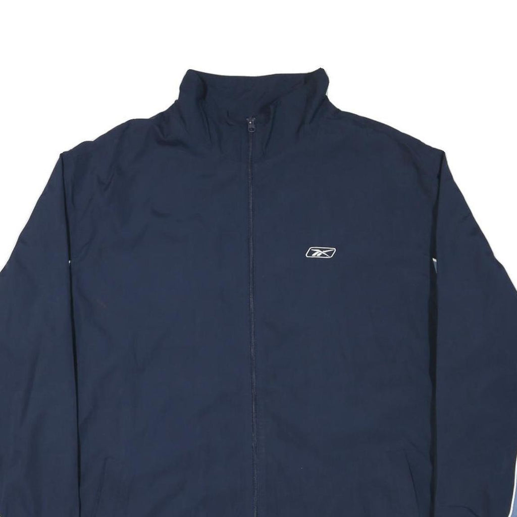 REEBOK Mens Navy & Blue Track Jacket 2XL Nylon Zip Athletic Sportswear