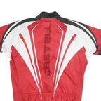 CASTRELLI Mens Red & White Graphic Cycling Jersey S Short Sleeve Zip Neck