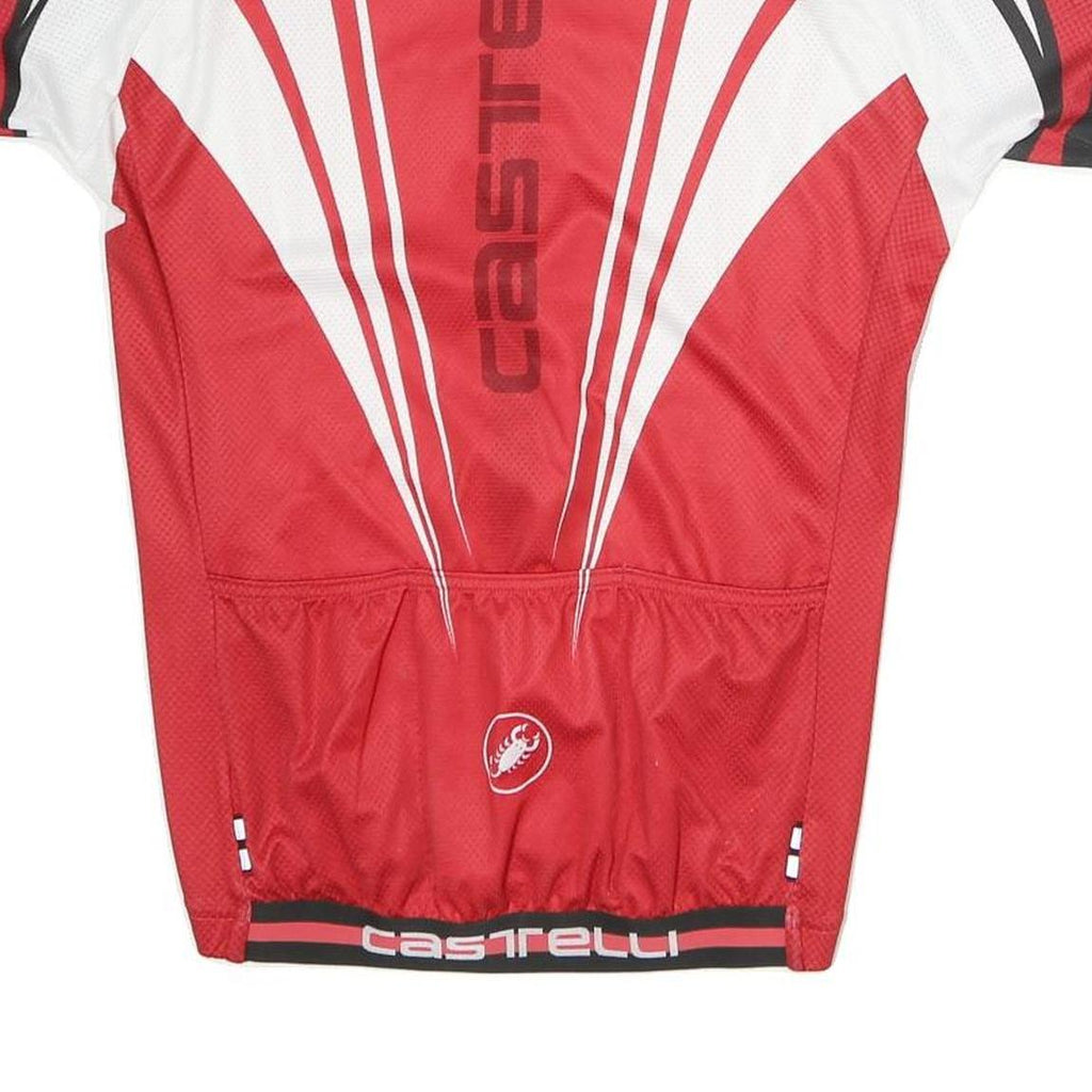 CASTRELLI Mens Red & White Graphic Cycling Jersey S Short Sleeve Zip Neck