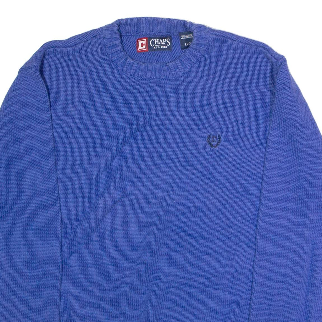 CHAPS Mens Jumper Blue Crew Neck Chunky Knit L