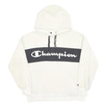 CHAMPION Mens White & Black Hoodie M Pullover Logo Drawstring Casual Sweatshirt