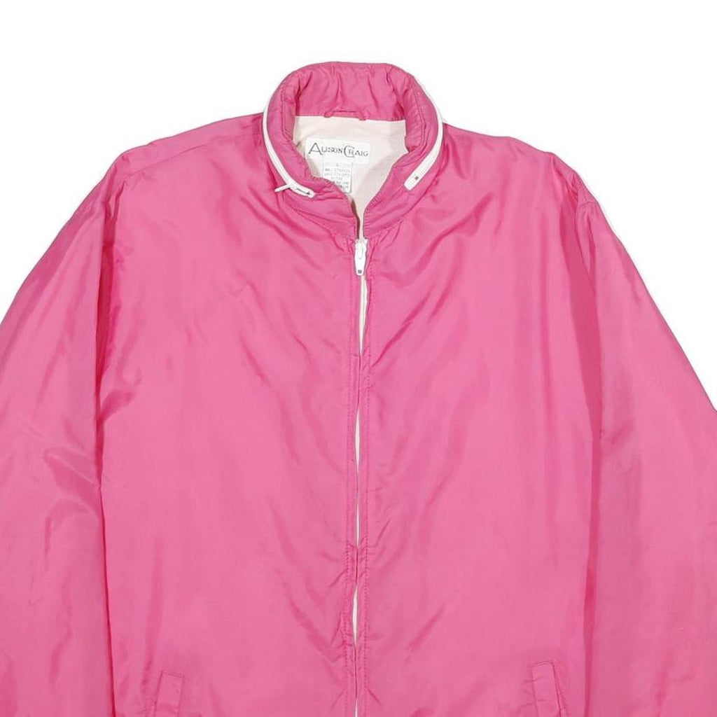 ALISON CRAIG Womens Pink Nylon Zip Jacket L Lightweight Plain Casual Outerwear