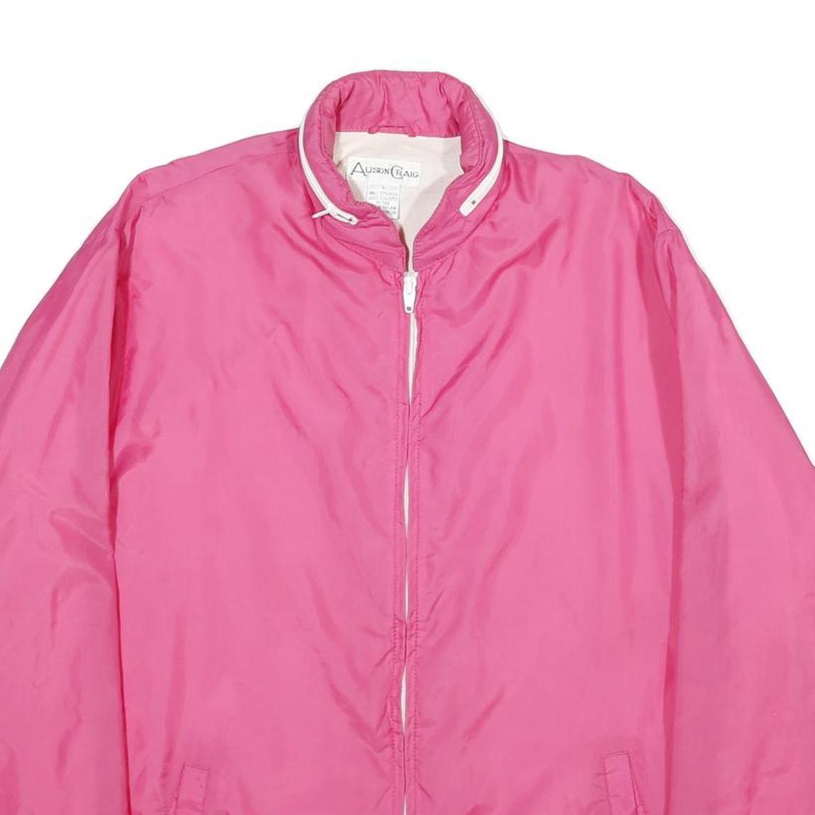 ALISON CRAIG Womens Pink Nylon Zip Jacket L Lightweight Plain Casual Outerwear