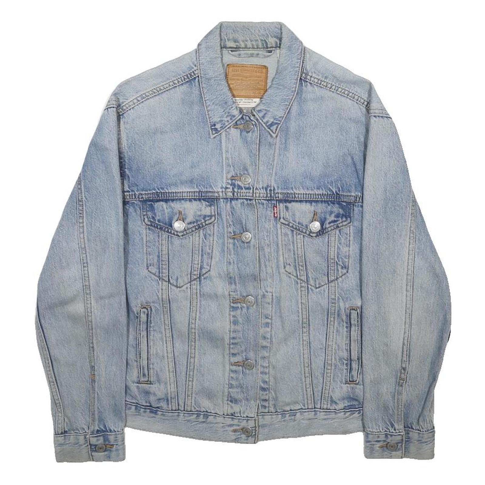 LEVI'S Womens Blue Denim Jacket M Cotton Blend Button Closure Classic Fit Casual
