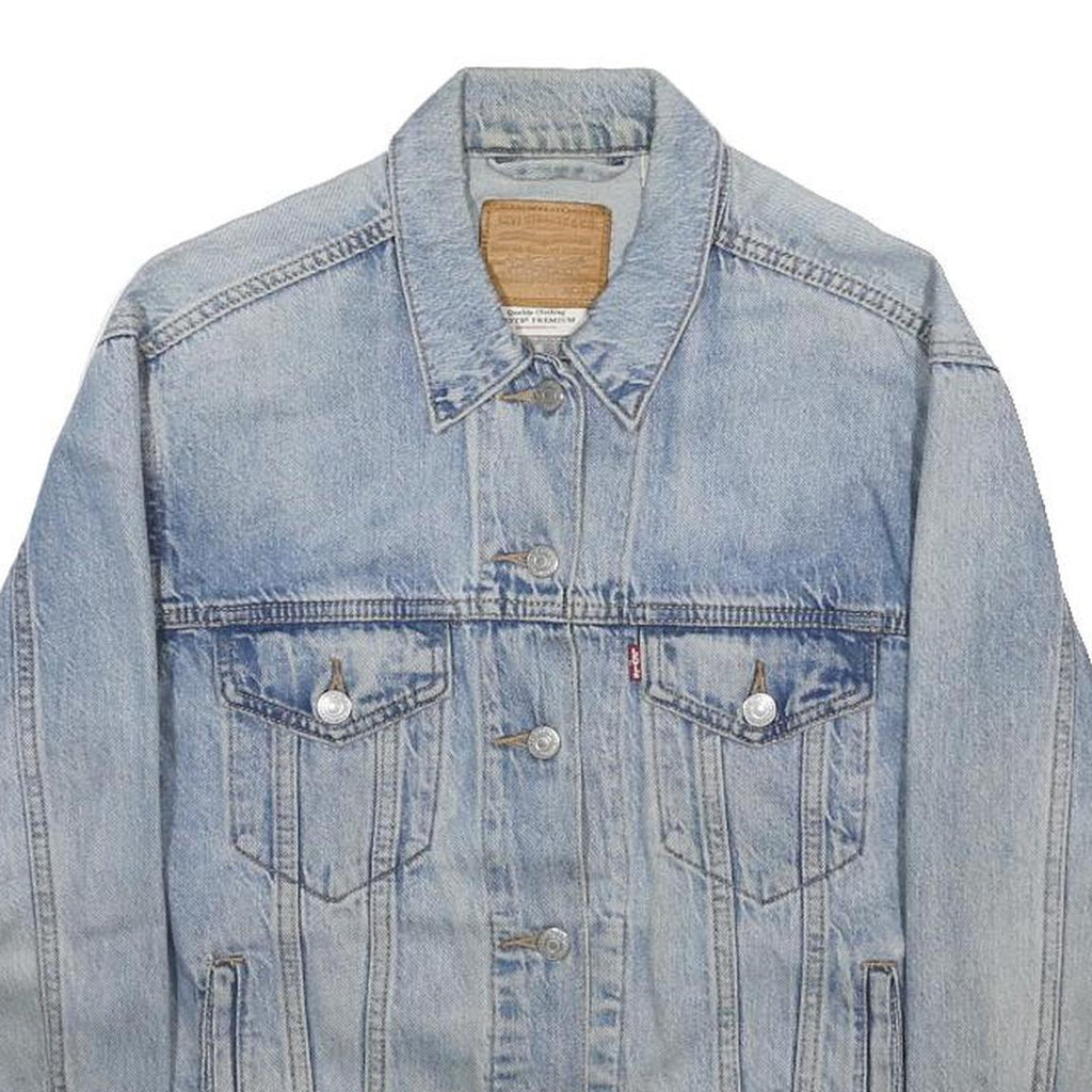 LEVI'S Womens Blue Denim Jacket M Cotton Blend Button Closure Classic Fit Casual