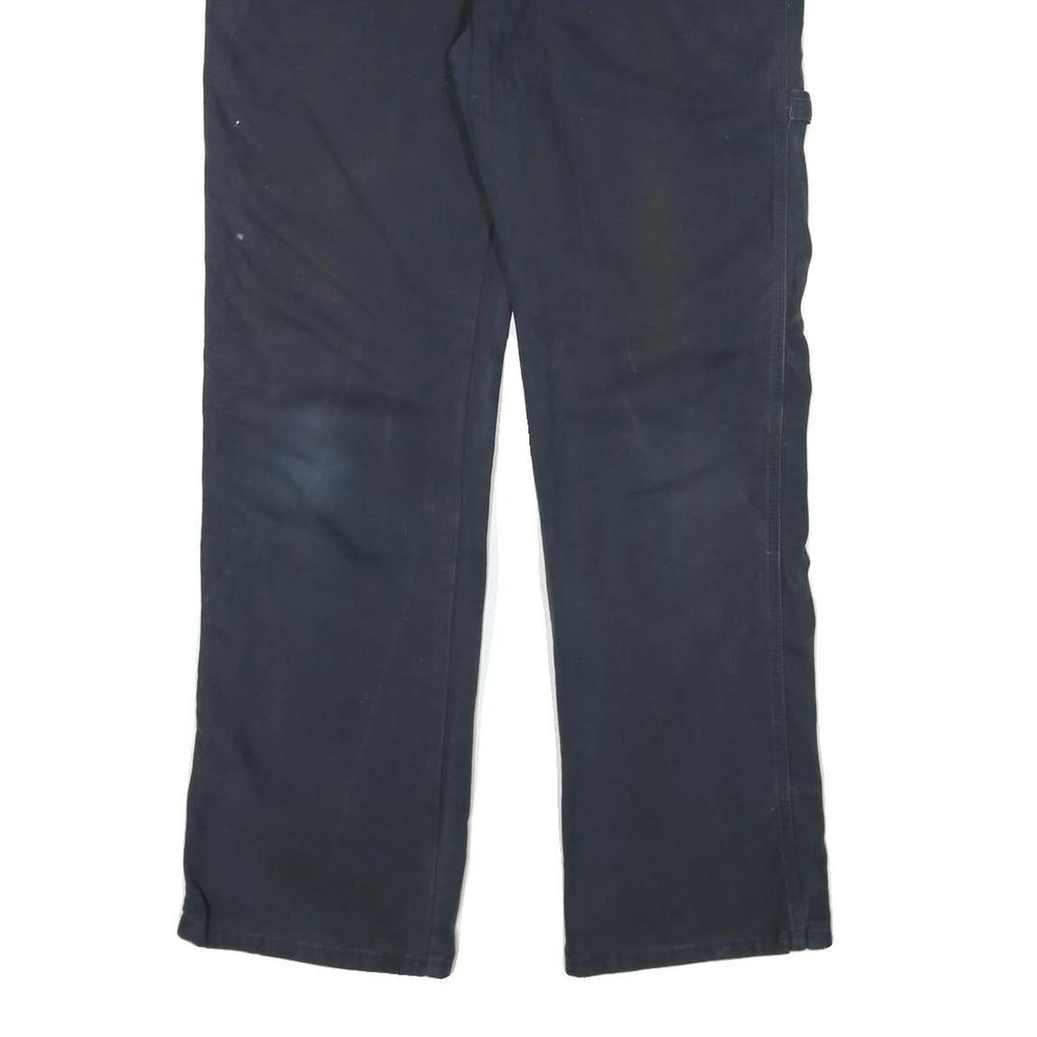 DICKIES Mens Cotton Blend Blue Regular Straight Trousers W34 L31 Workwear