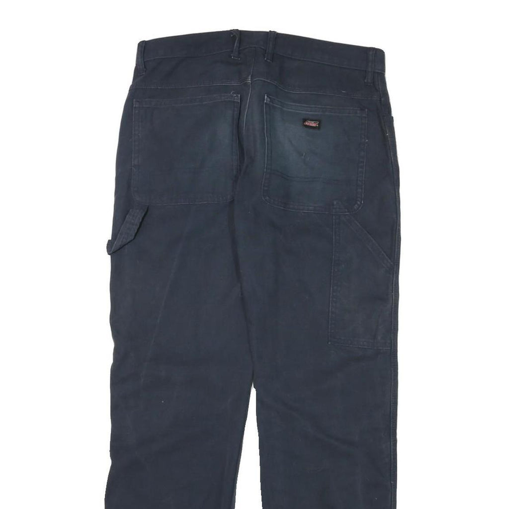 DICKIES Mens Cotton Blend Blue Regular Straight Trousers W34 L31 Workwear