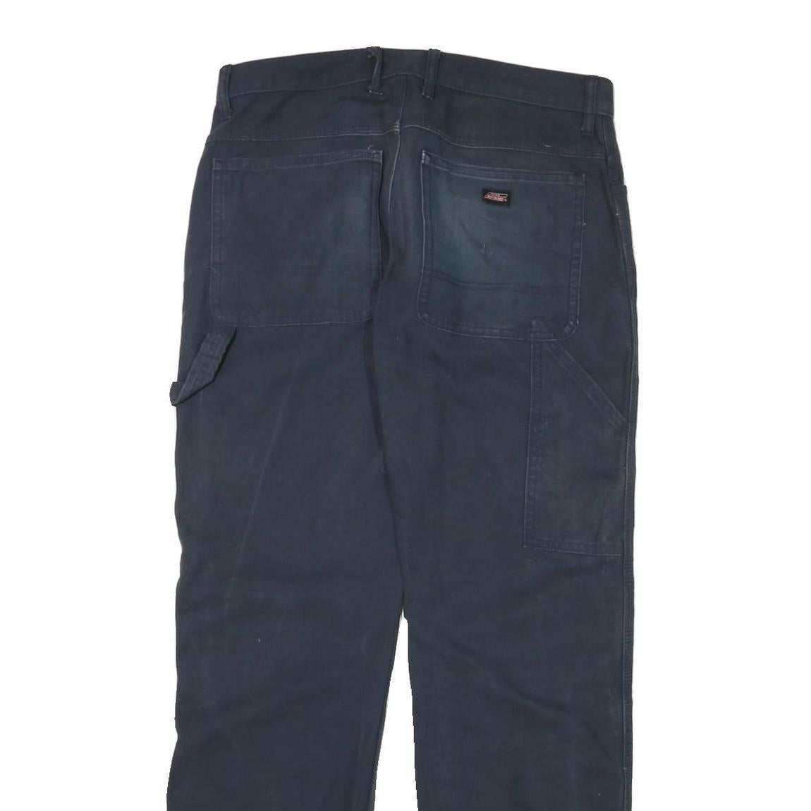 DICKIES Mens Cotton Blend Blue Regular Straight Trousers W34 L31 Workwear