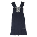 M&S Womens Navy Blue Fit & Flare Cotton Blend Dress Sleeveless Midi UK 14