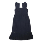 M&S Womens Navy Blue Fit & Flare Cotton Blend Dress Sleeveless Midi UK 14