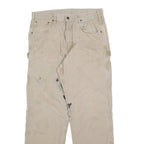 CARHARTT Mens Cotton Blend Beige Relaxed Straight Trousers W34 L34 Workwear