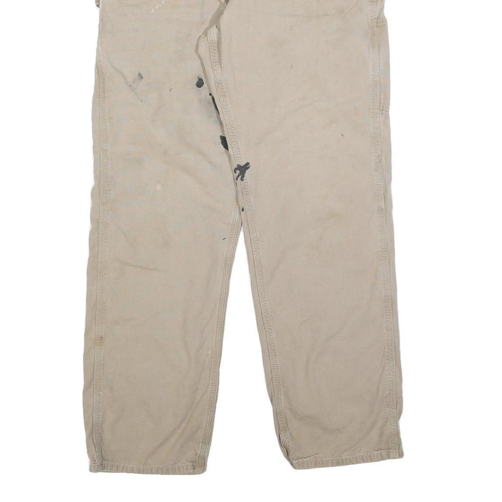 CARHARTT Mens Cotton Blend Beige Relaxed Straight Trousers W34 L34 Workwear