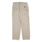 CARHARTT Mens Cotton Blend Beige Relaxed Straight Trousers W34 L34 Workwear