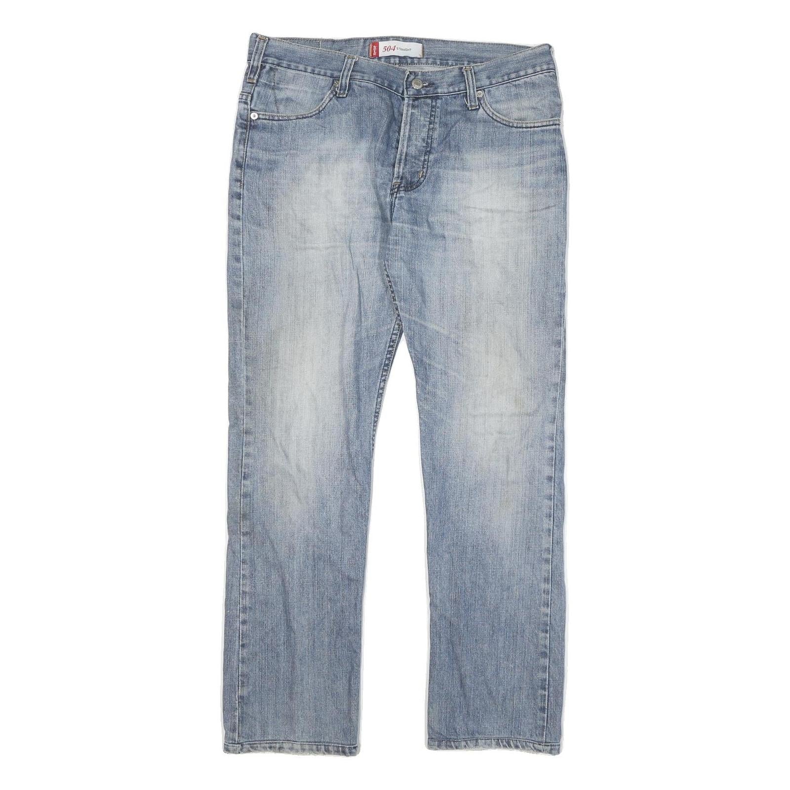 LEVI'S 504 Mens Jeans Blue Regular Straight Denim Light W34 L30 Classic Zip