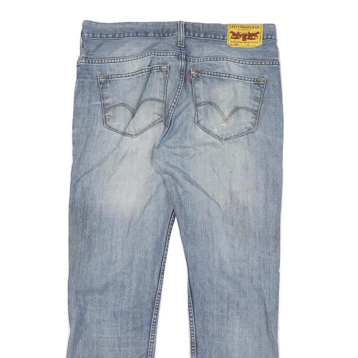 LEVI'S 504 Mens Jeans Blue Regular Straight Denim Light W34 L30 Classic Zip