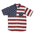 RED HEAD Mens Red & White Striped Stars Cotton Shirt M Button Down Pocket