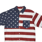 RED HEAD Mens Red & White Striped Stars Cotton Shirt M Button Down Pocket