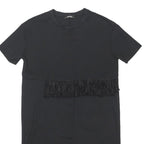 ZARA Womens Black Day Polyester Blend Plain Short Sleeve Mini M Fringe Dress