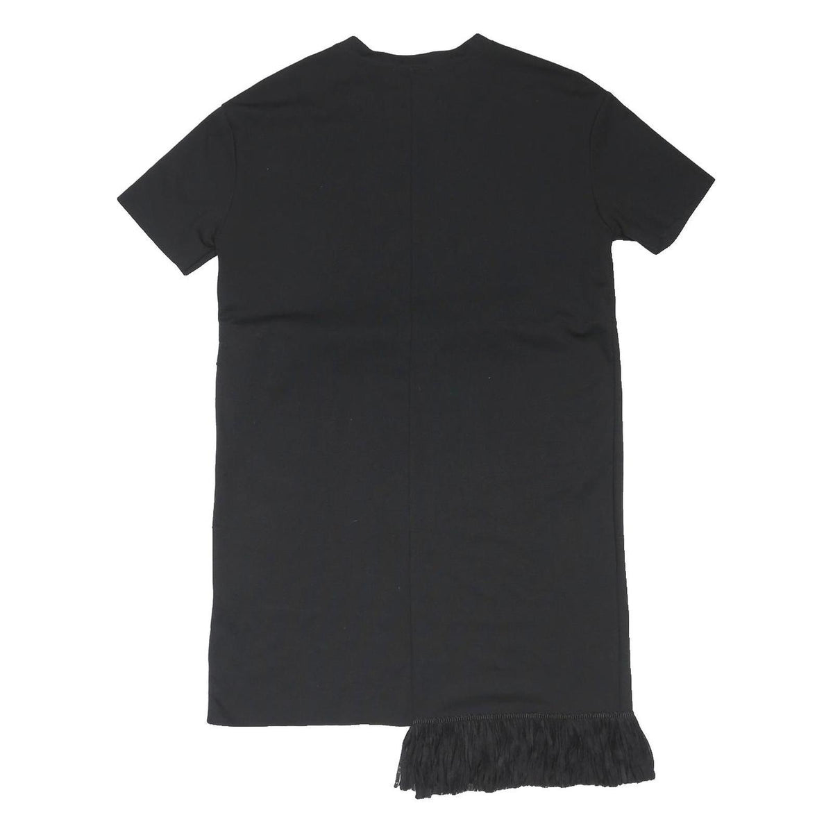 ZARA Womens Black Day Polyester Blend Plain Short Sleeve Mini M Fringe Dress