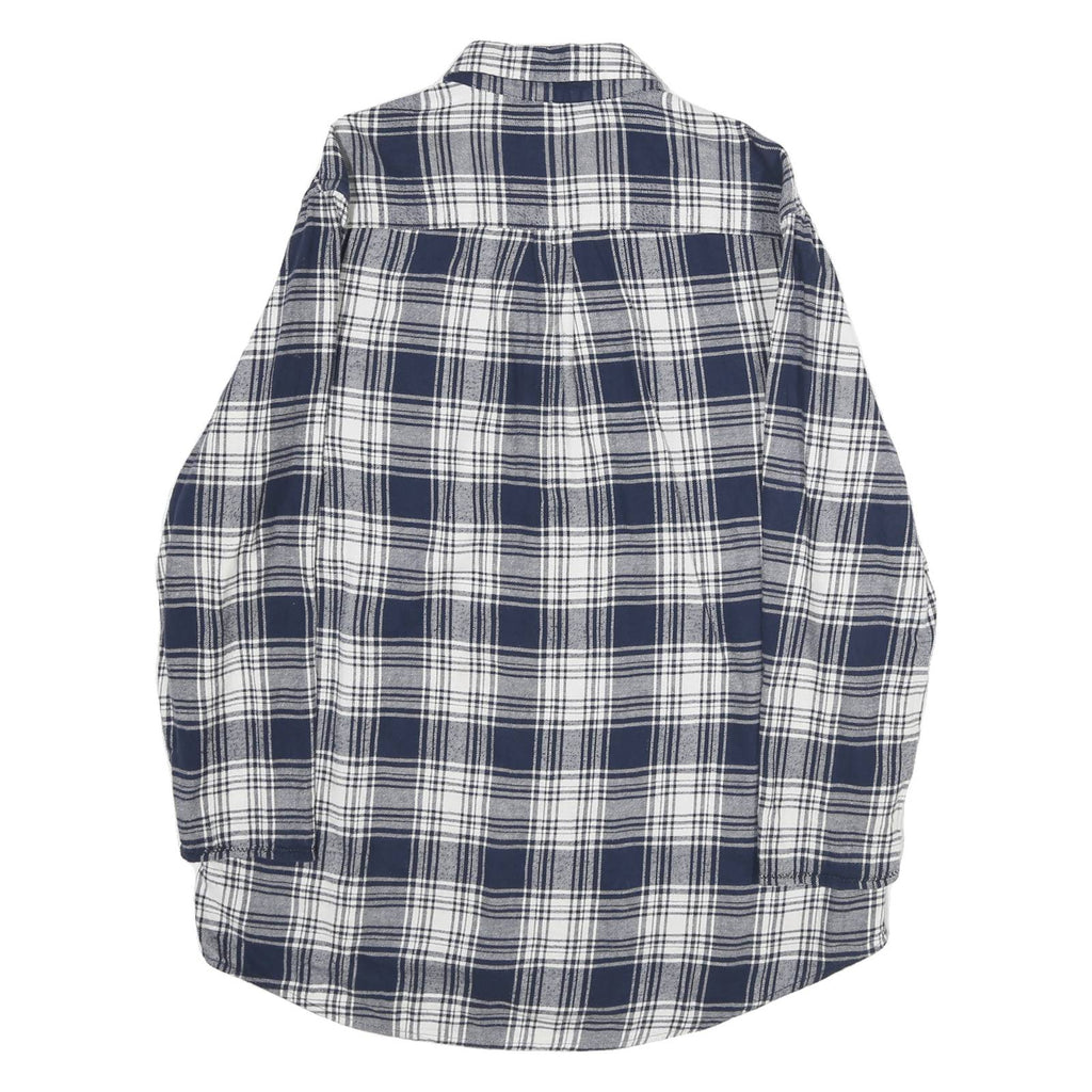 CHAPS Mens Blue & White Check Shirt L Button-Down Collar Long Sleeve Casual