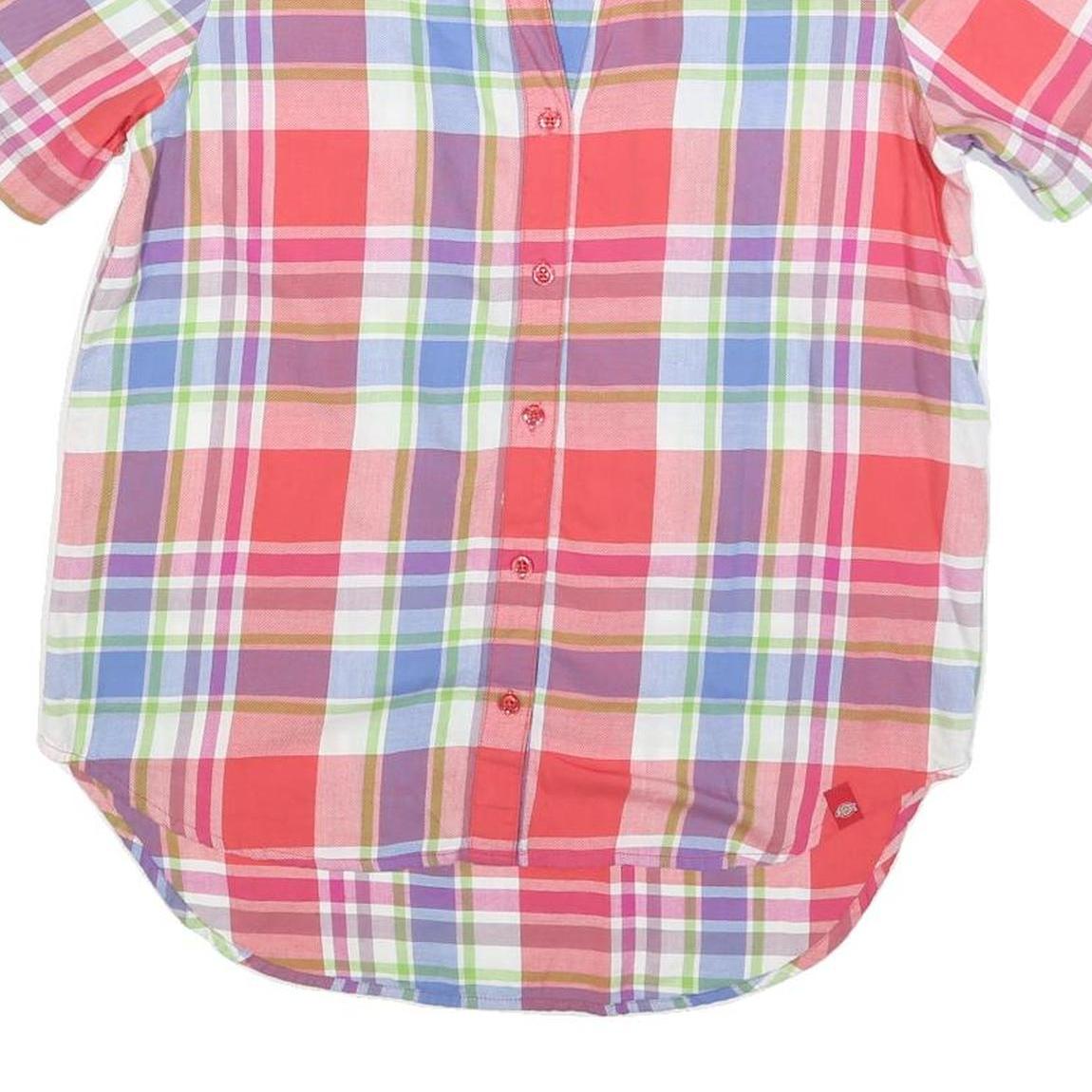 DICKIES Womens Pink & Purple Check Shirt S Cotton Short Sleeve Casual