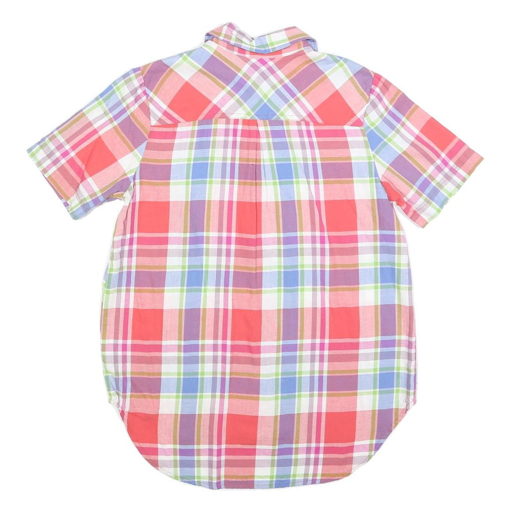 DICKIES Womens Pink & Purple Check Shirt S Cotton Short Sleeve Casual