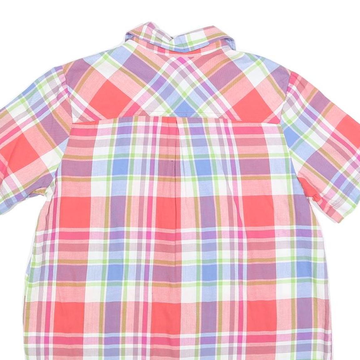 DICKIES Womens Pink & Purple Check Shirt S Cotton Short Sleeve Casual