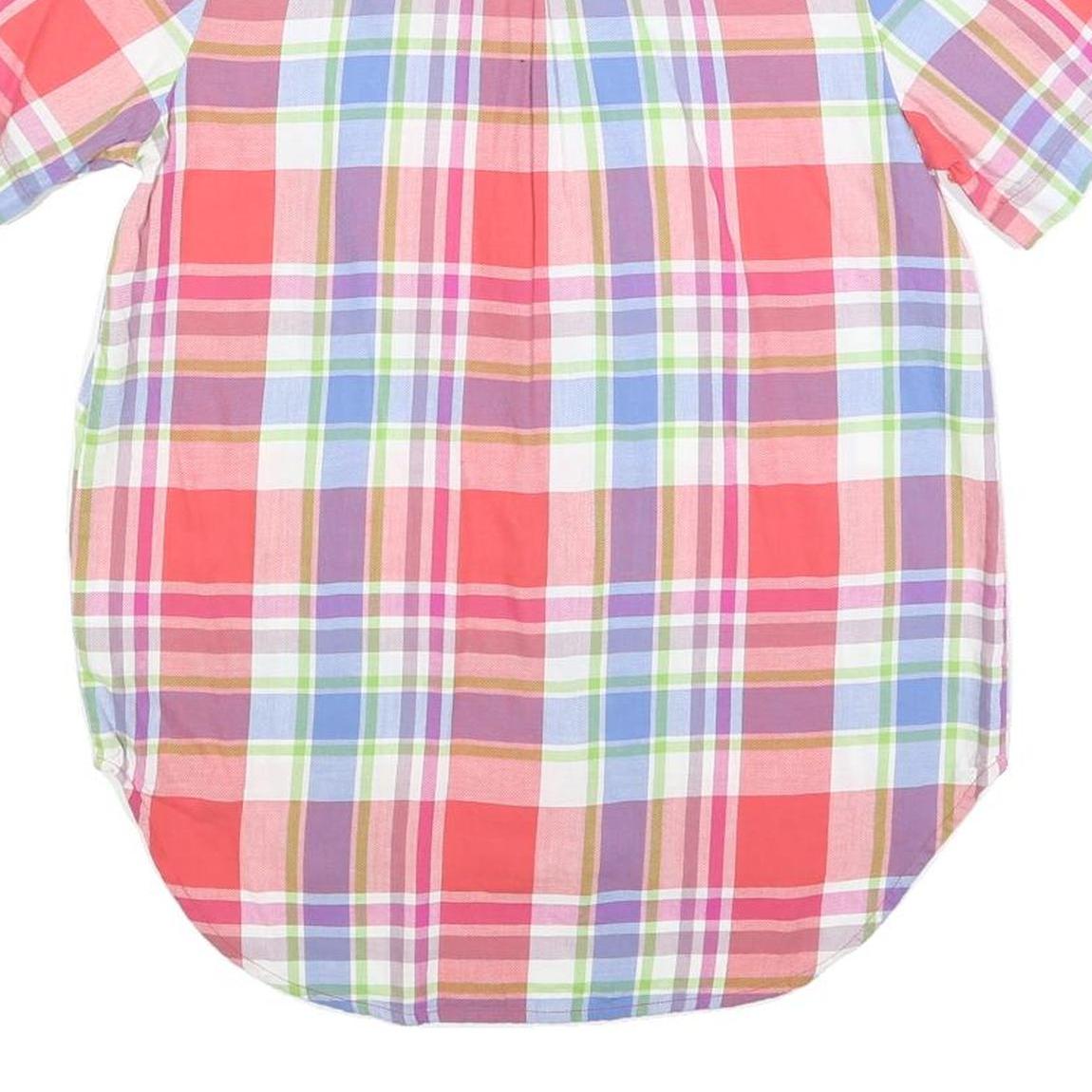 DICKIES Womens Pink & Purple Check Shirt S Cotton Short Sleeve Casual