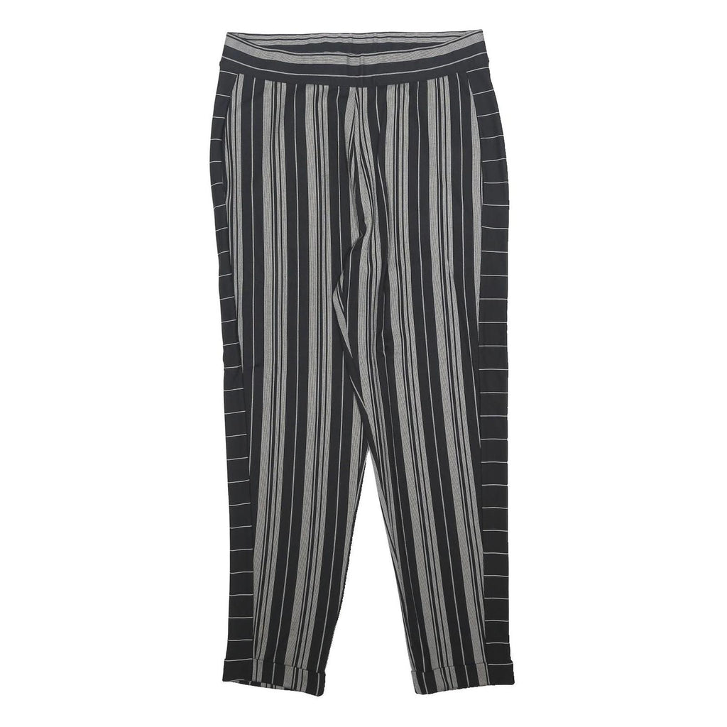 DKNY Womens Rayon Black & Grey Stripe Regular Fit Straight Leg Trousers W30 L27