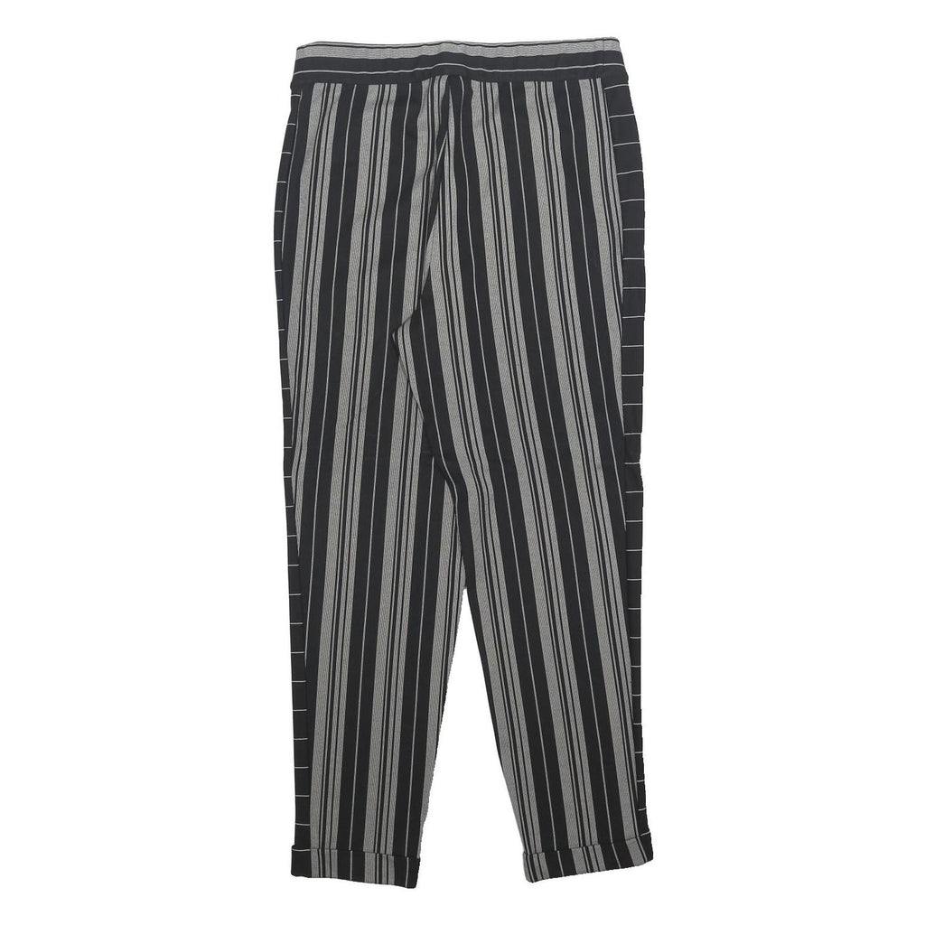 DKNY Womens Rayon Black & Grey Stripe Regular Fit Straight Leg Trousers W30 L27