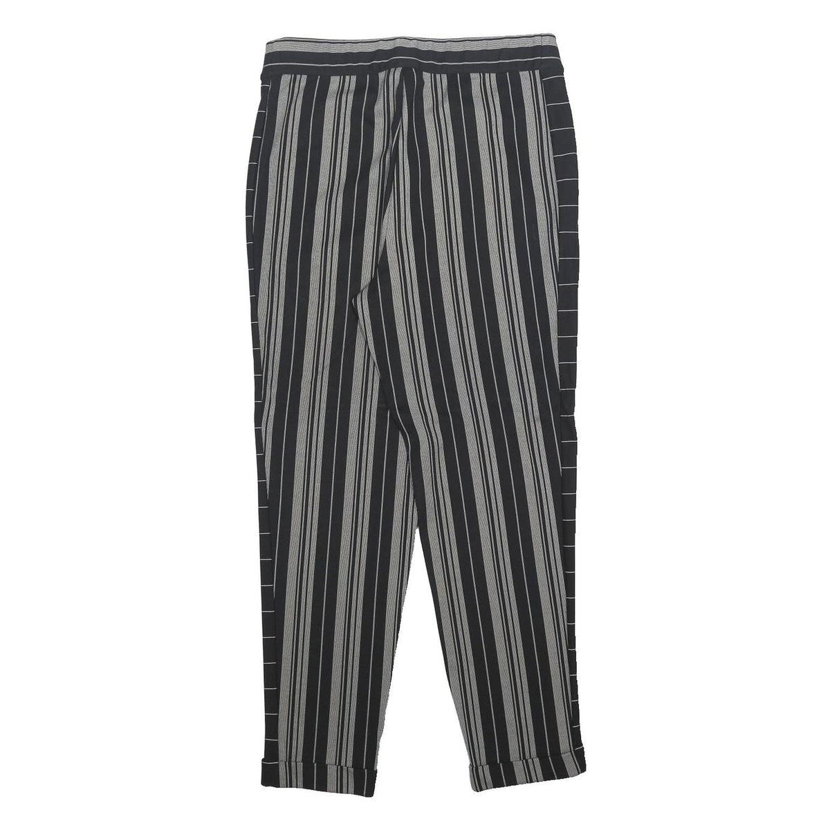 DKNY Womens Rayon Black & Grey Stripe Regular Fit Straight Leg Trousers W30 L27