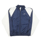 REEBOK Mens Blue & White Track Jacket M Polyester Blend Zip Plain Athletic