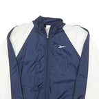 REEBOK Mens Blue & White Track Jacket M Polyester Blend Zip Plain Athletic